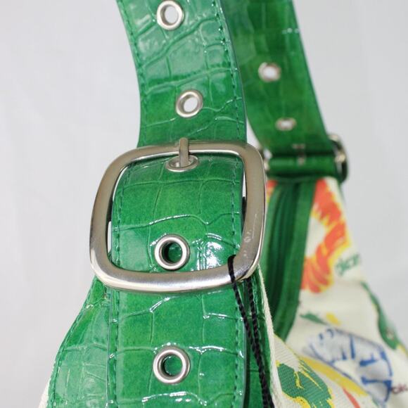 Akademiks Tag Her Y2K Hobo Bag Green Orange Paint Splatter Canvas VTG 90s NEW - Picture 6 of 6